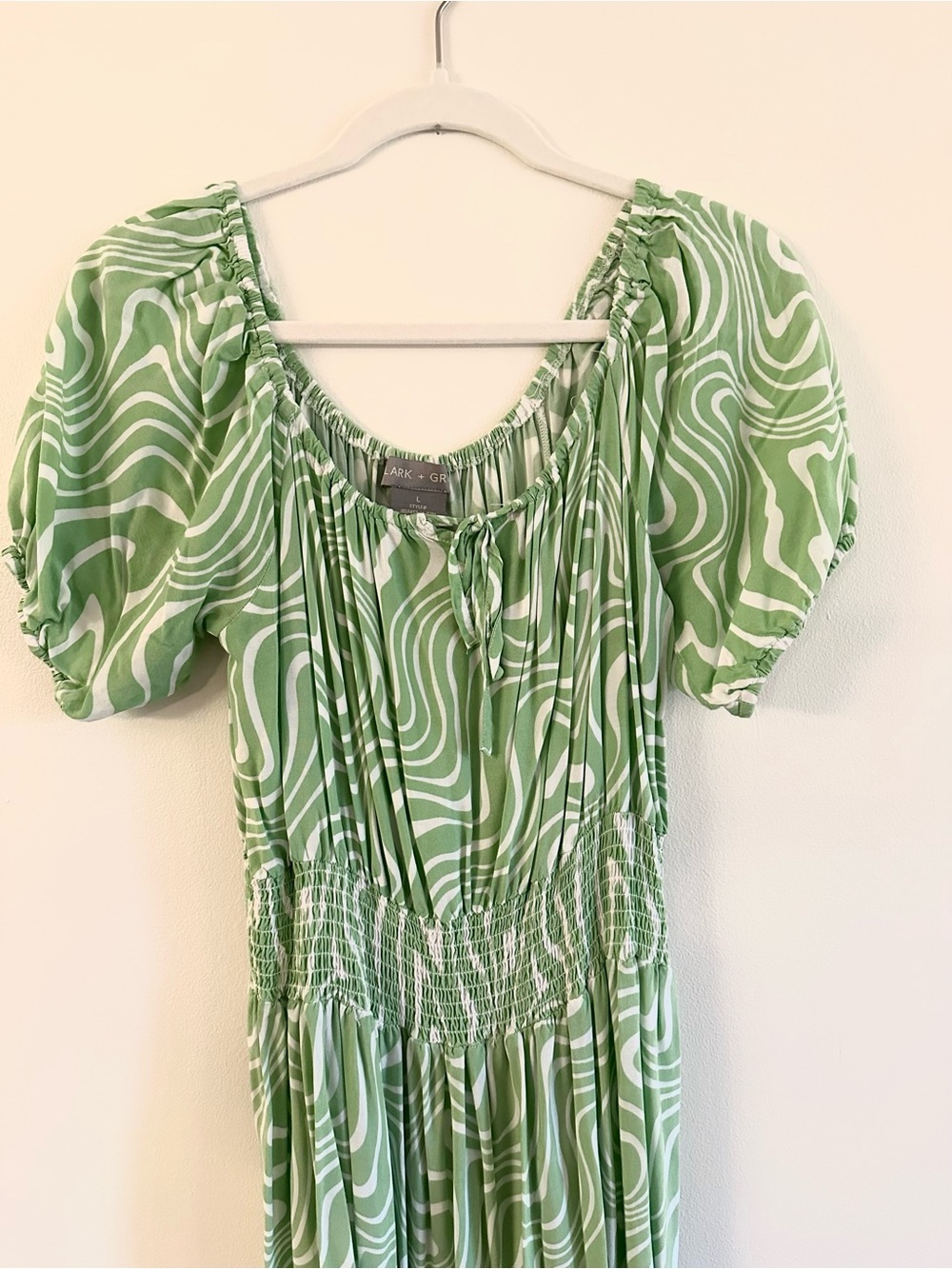 Lark + Grey Green Swirl Maxi Dress